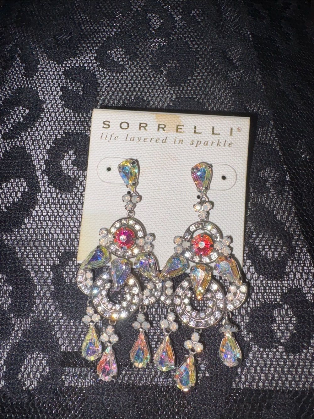 Sorrelli Iridescent Crystal Chandelier Earrings with Aurora Borelis Accents NWT